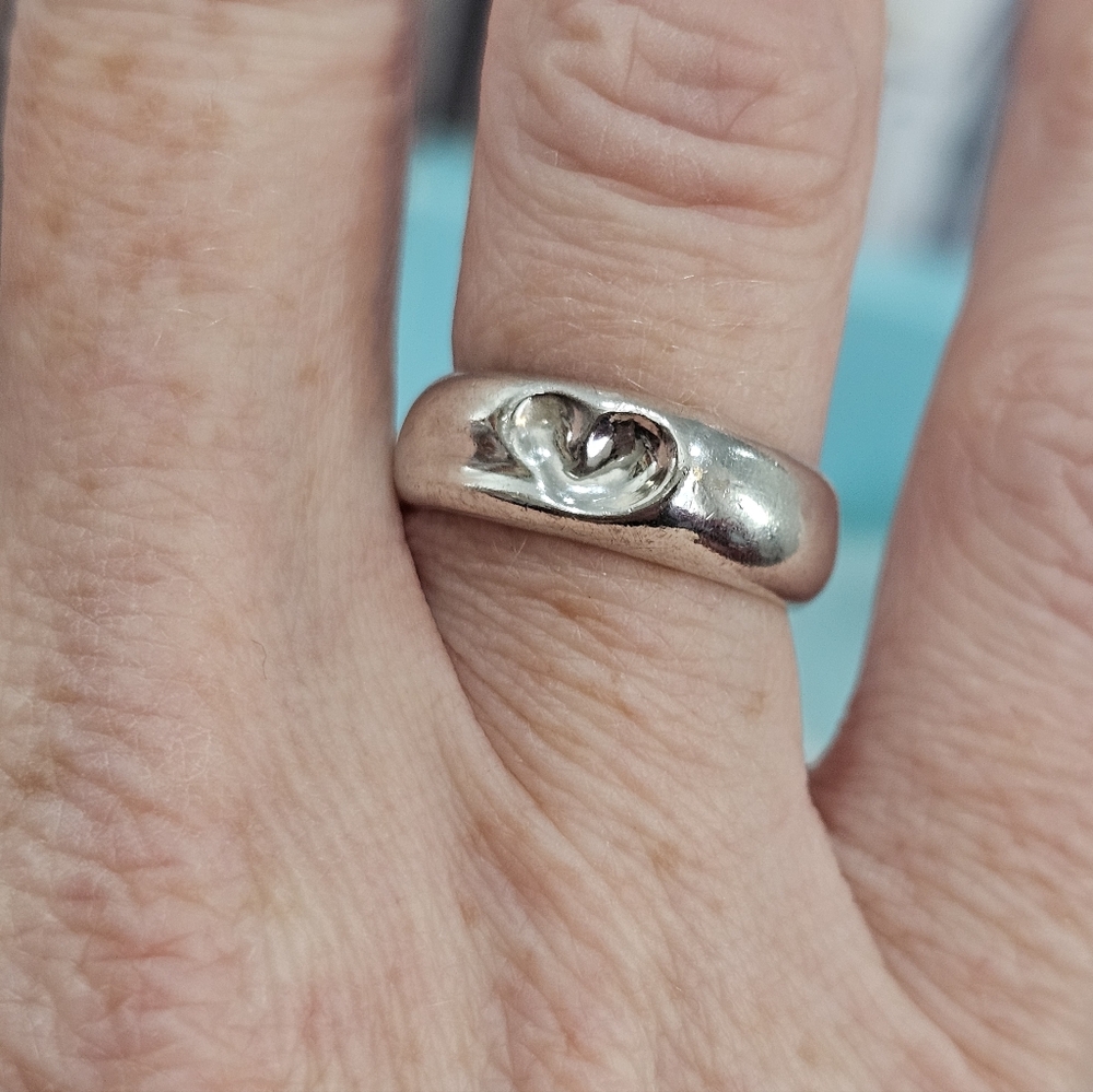 💚Tiffany & Co. Curved Heart Elsa Peretti 925 Silver Vintage Ring SZ 6.25 💍